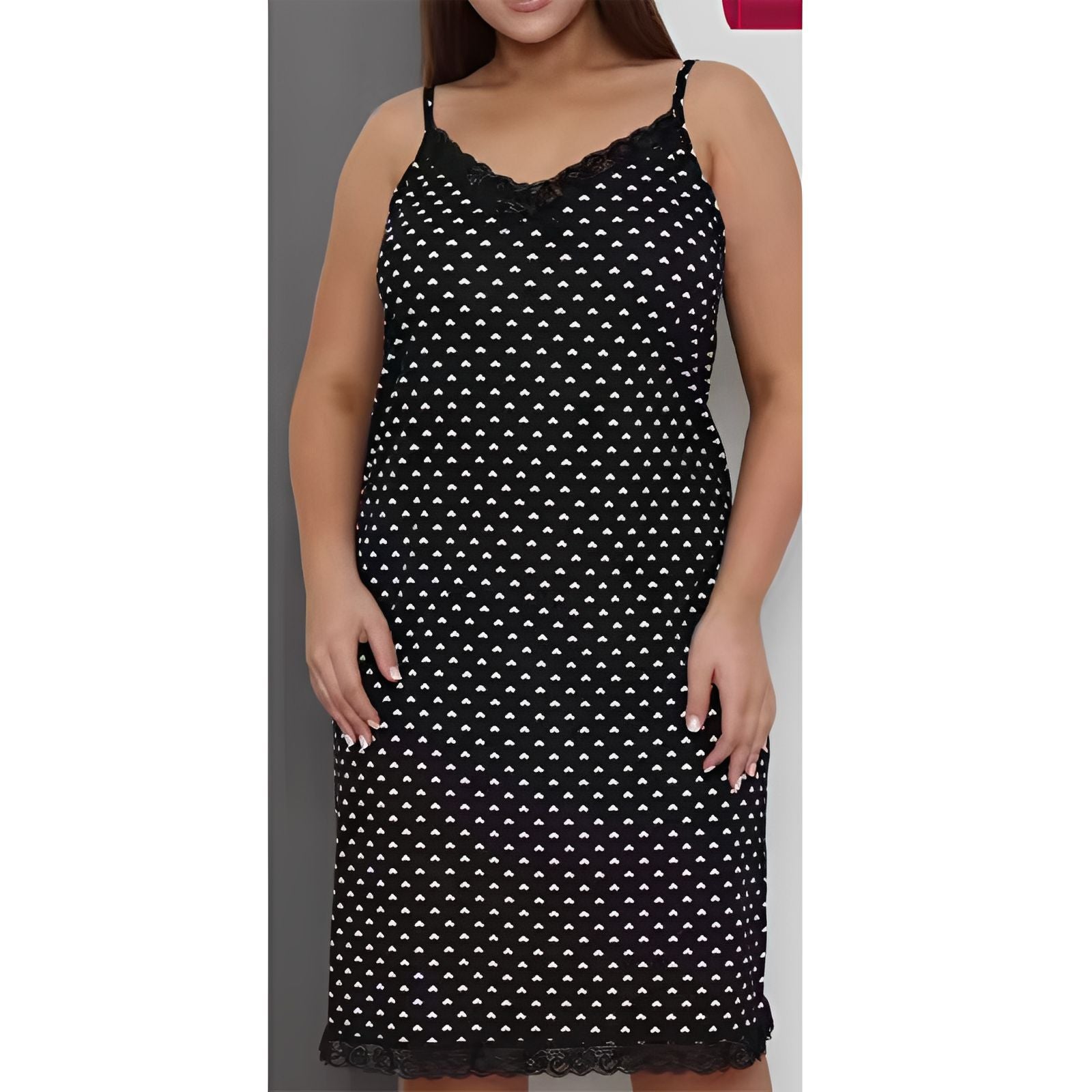 Leopard Print Lace Trim V-Neck Nightgown