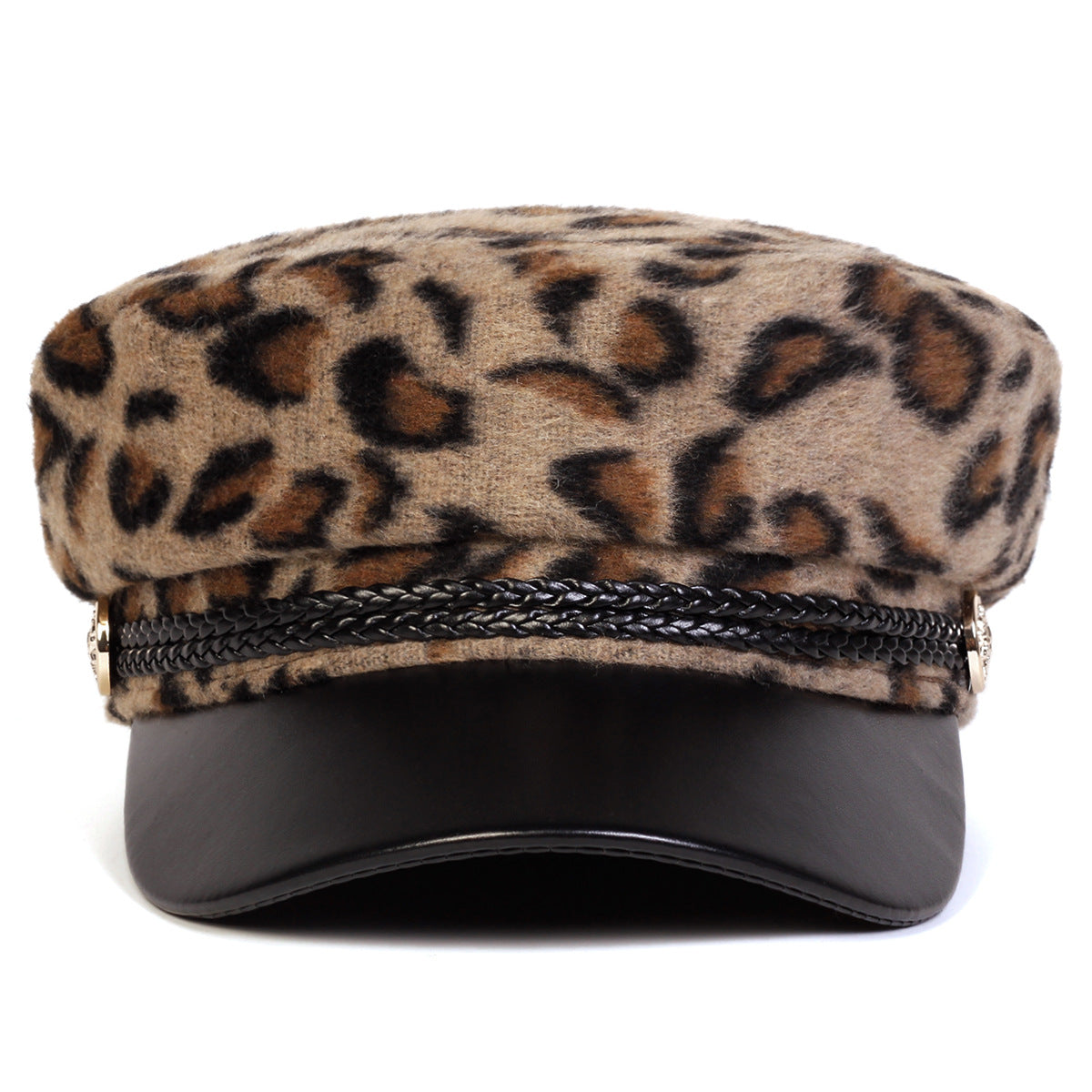 Leopard-print octagonal cap