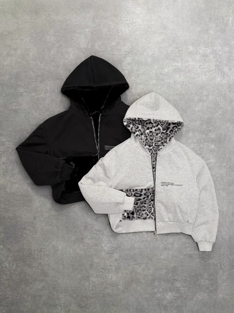 Leopard Print Reversible Sweatshirt