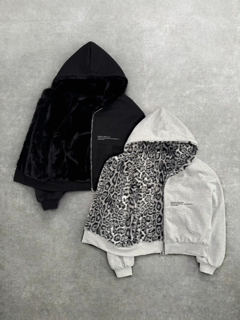 Leopard Print Reversible Sweatshirt