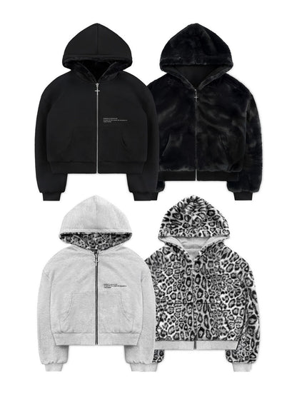 Leopard Print Reversible Sweatshirt