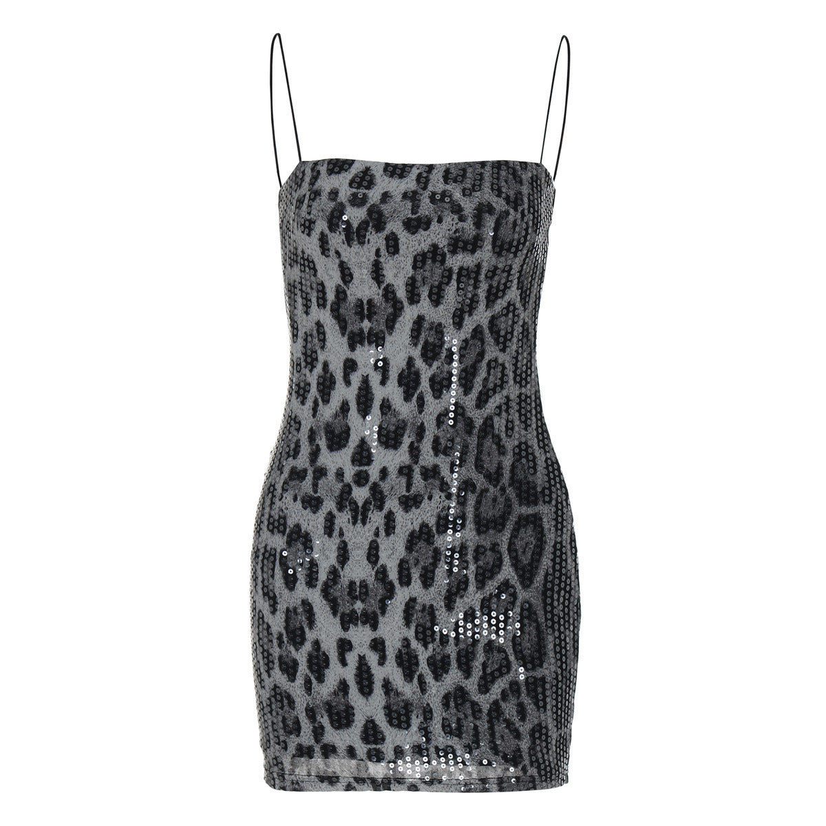 Leopard Print Sequin Bodycon Dress