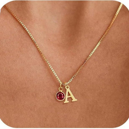 Letter Birthstone Necklace