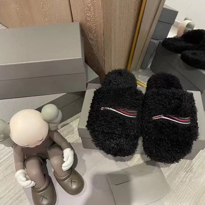 Letter embroidery platform woolen sheepskin fall-winter flat shoes
