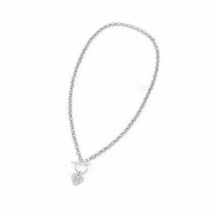 Letter necklace with stainless steel heart-shaped pendant
