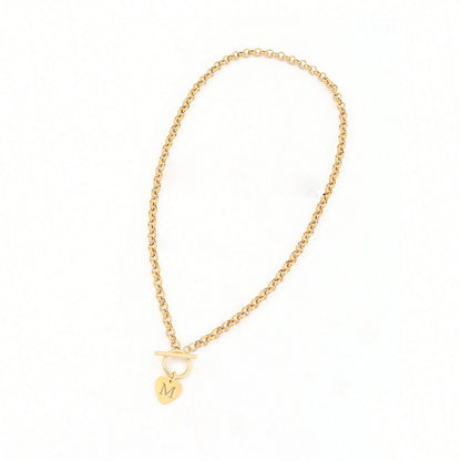 Letter necklace with stainless steel heart-shaped pendant