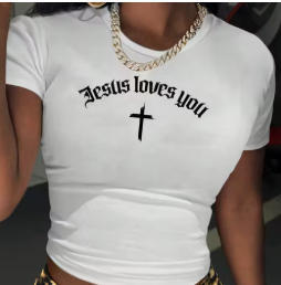 Letter Print Cropped T-Shirt