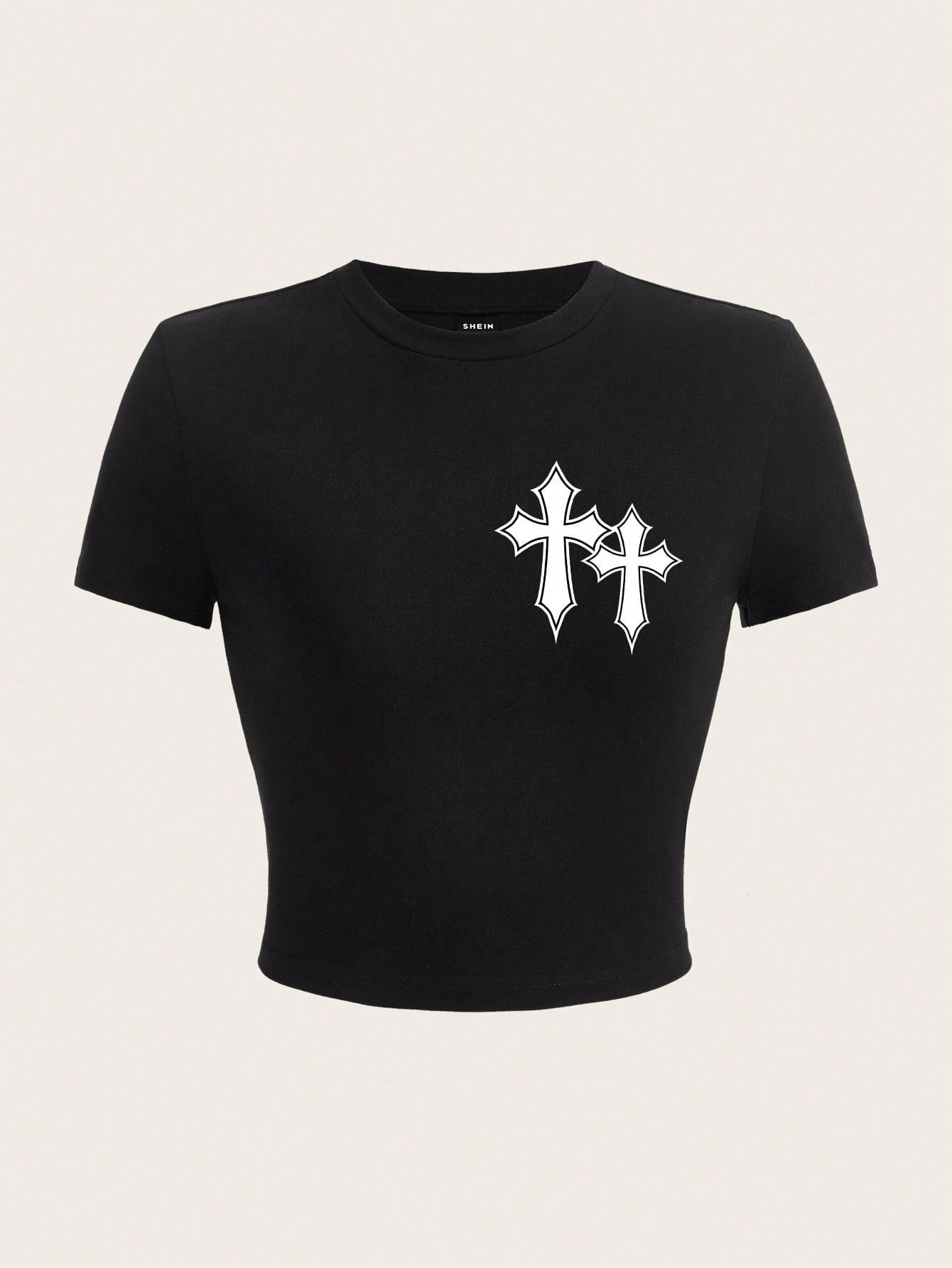 Letter Print Cropped T-Shirt