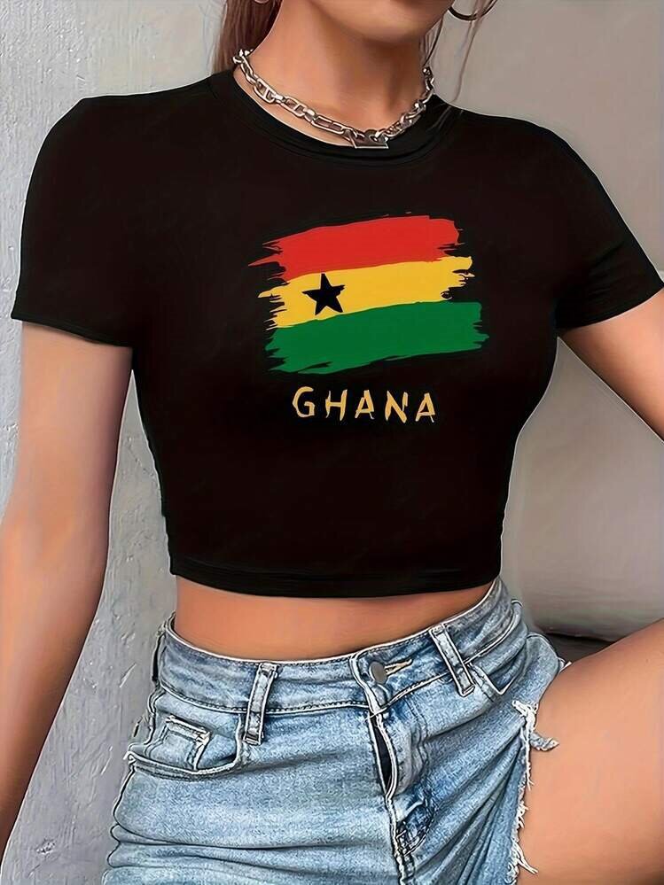 Letter Print Cropped T-Shirt