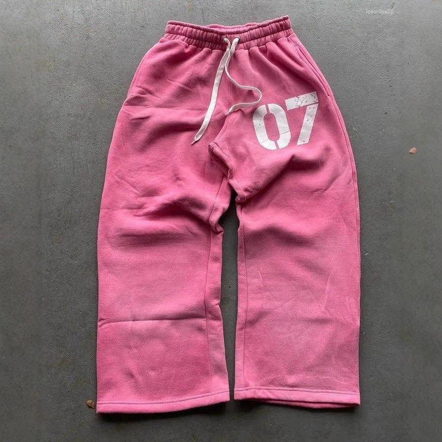 Letter Print Elastic Waist Sweatpants