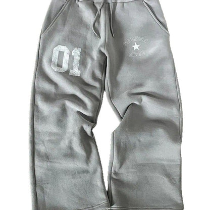Letter Print Elastic Waist Sweatpants