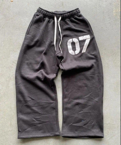 Letter Print Elastic Waist Sweatpants