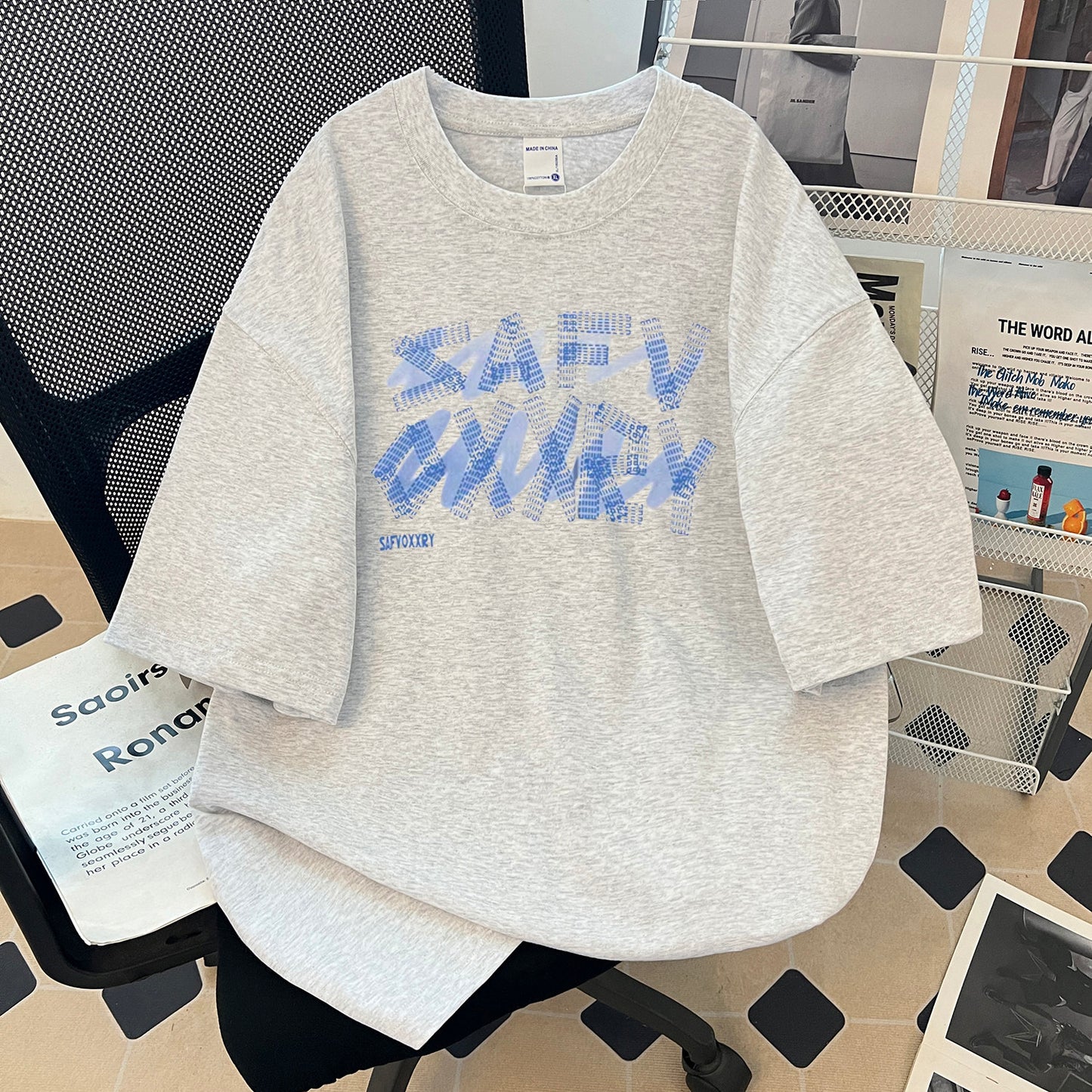 Letter Print Heavyweight Cotton T-Shirt