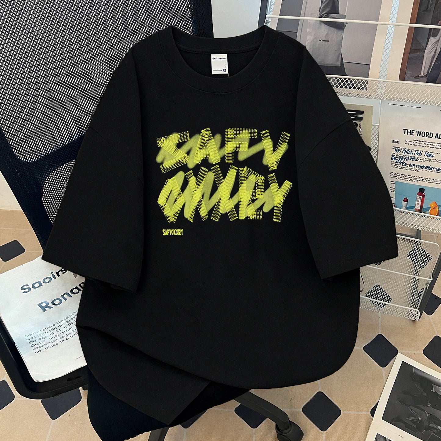 Letter Print Heavyweight Cotton T-Shirt