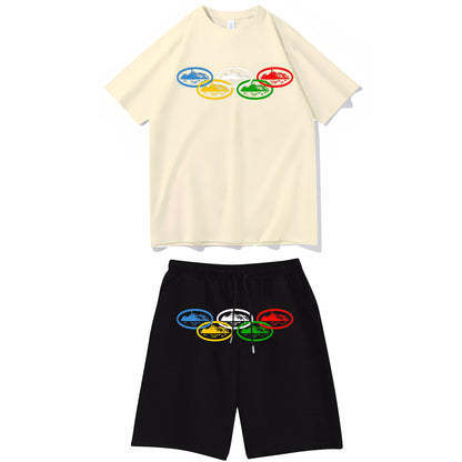 Letter-print hip-hop streetwear set