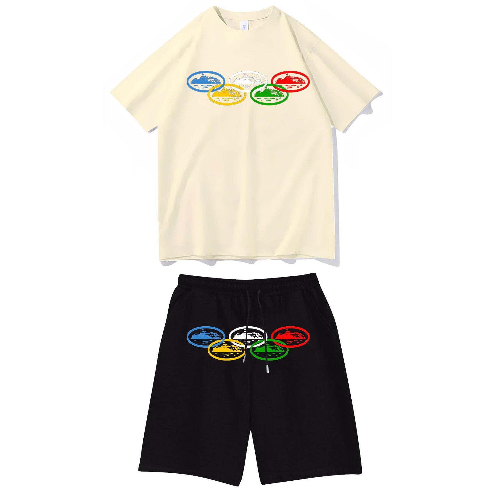 Letter-print hip-hop streetwear set