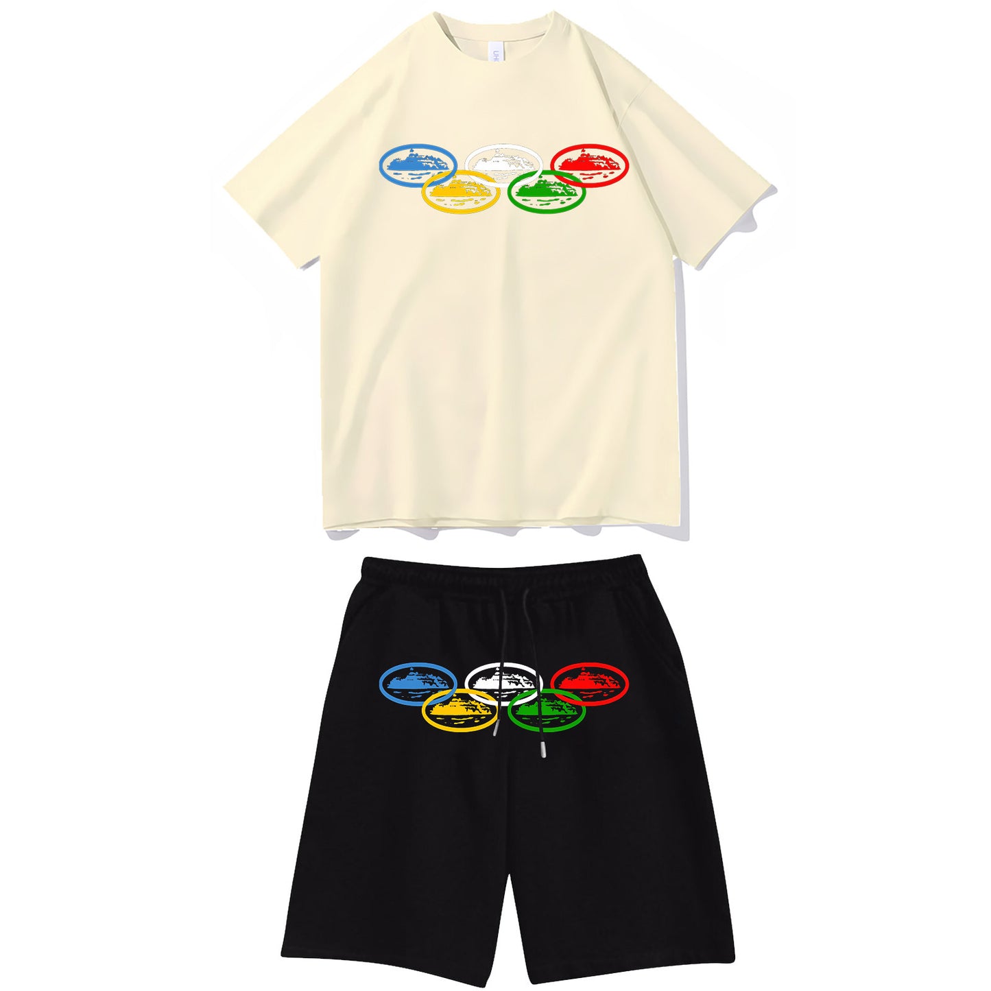 Letter-print hip-hop streetwear set
