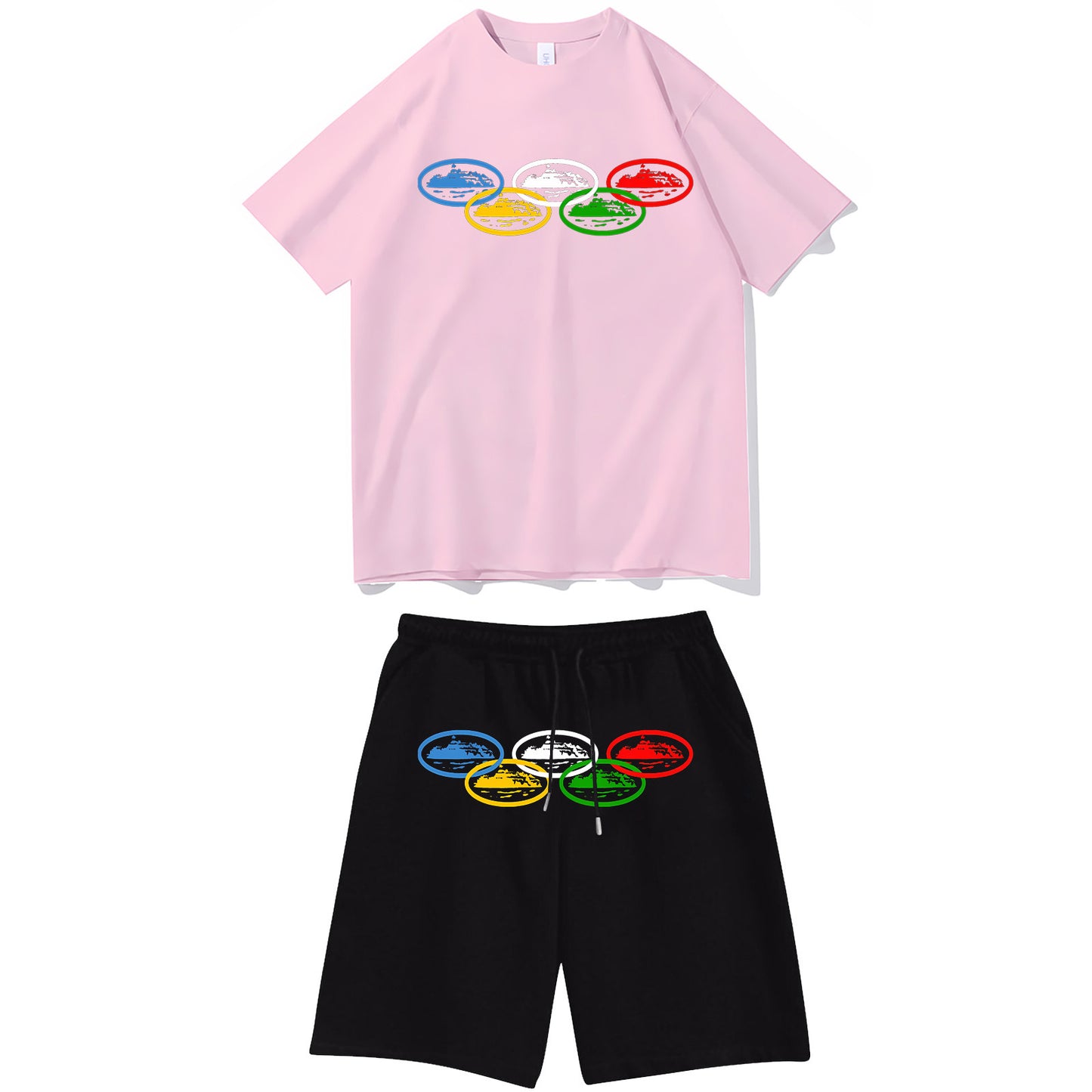 Letter-print hip-hop streetwear set