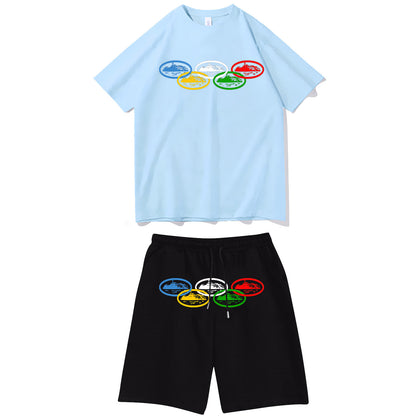 Letter-print hip-hop streetwear set