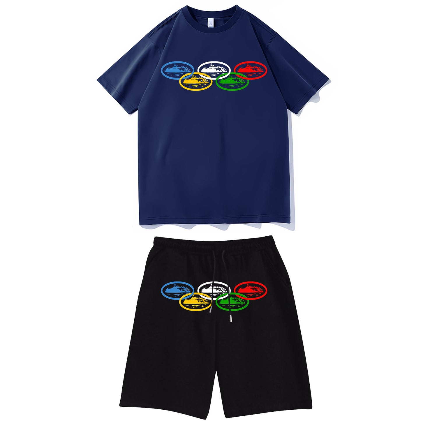 Letter-print hip-hop streetwear set