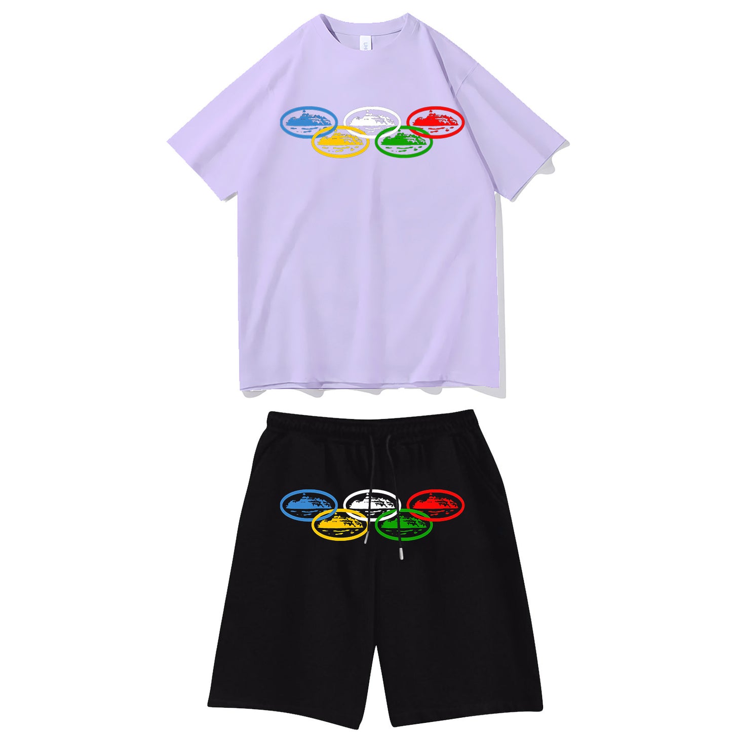 Letter-print hip-hop streetwear set