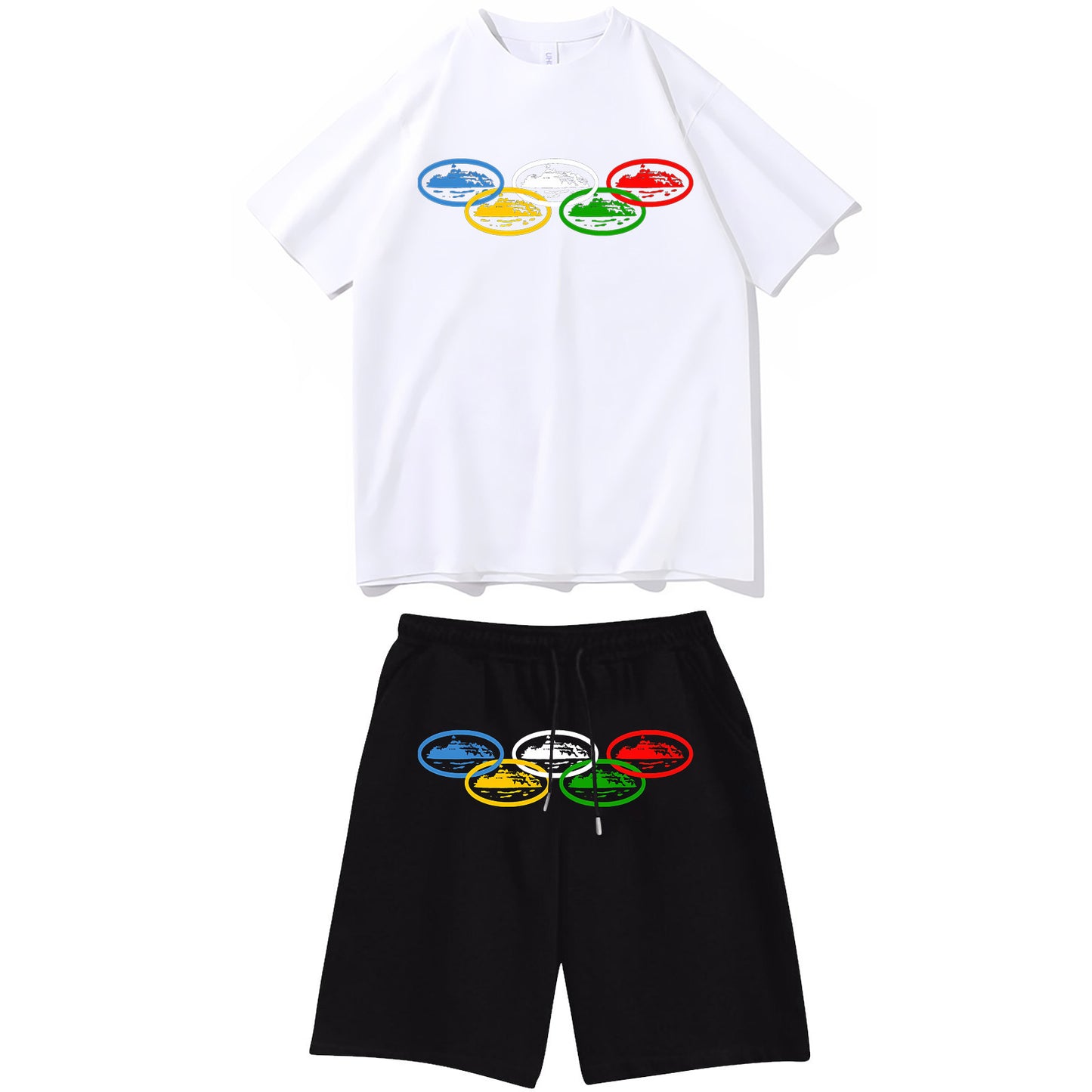 Letter-print hip-hop streetwear set