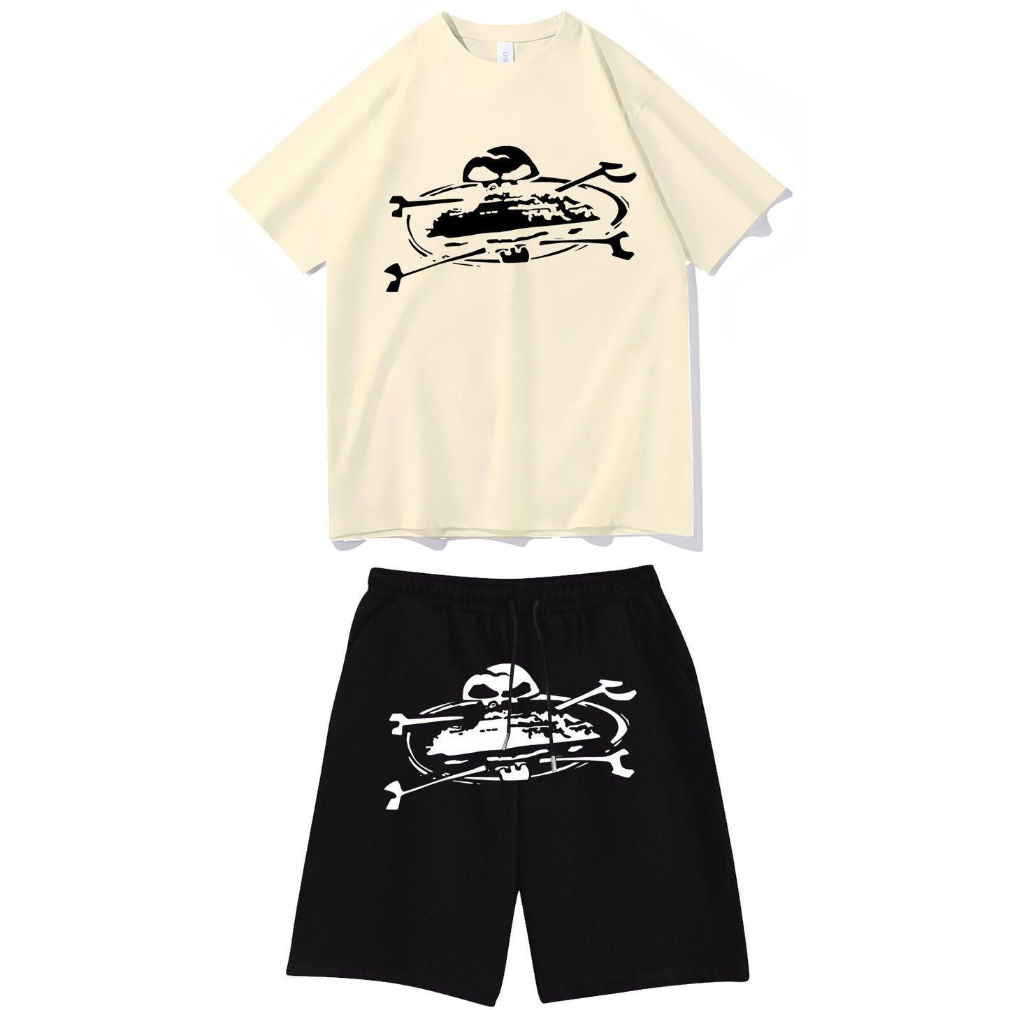 Letter-print hip-hop streetwear set