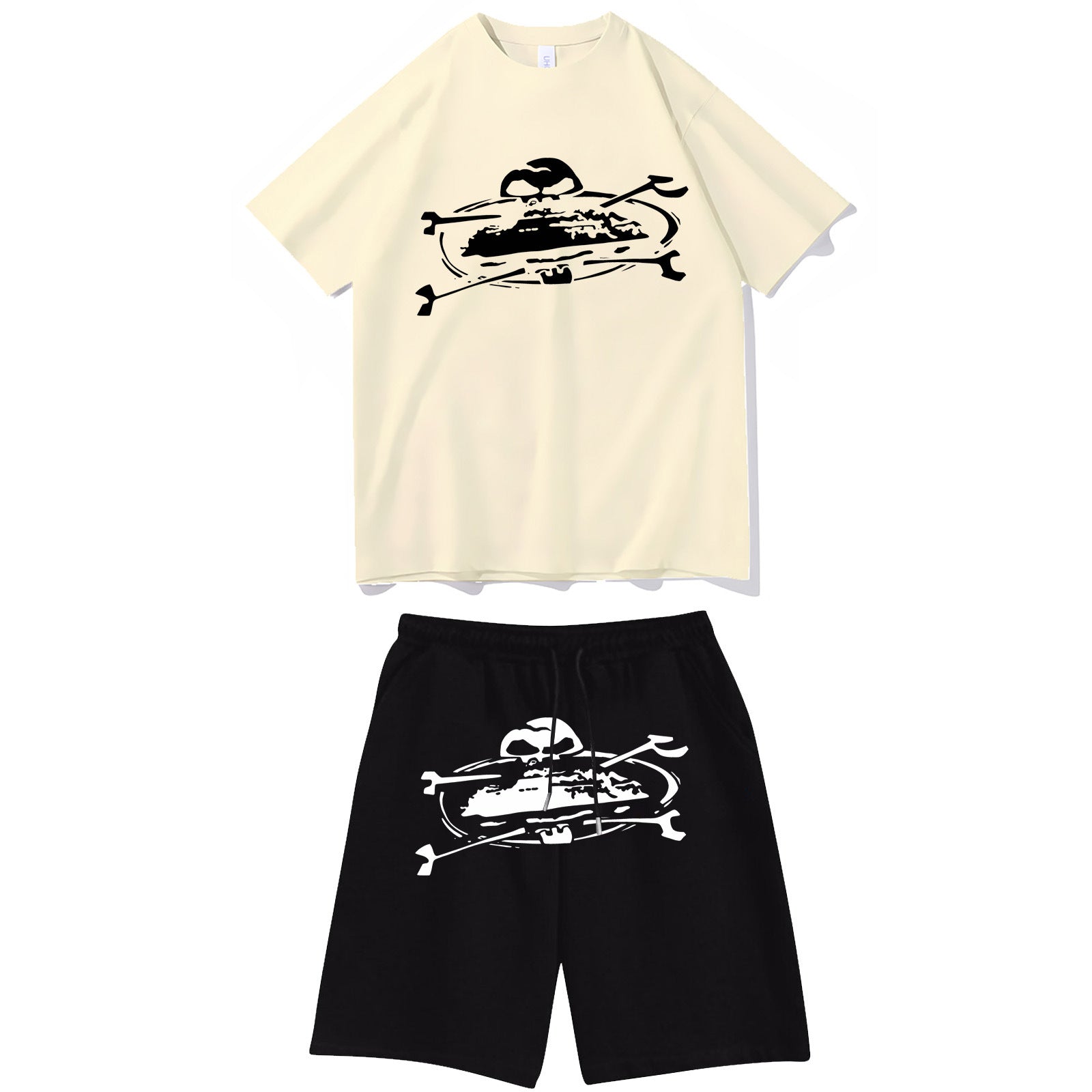Letter-print hip-hop streetwear set