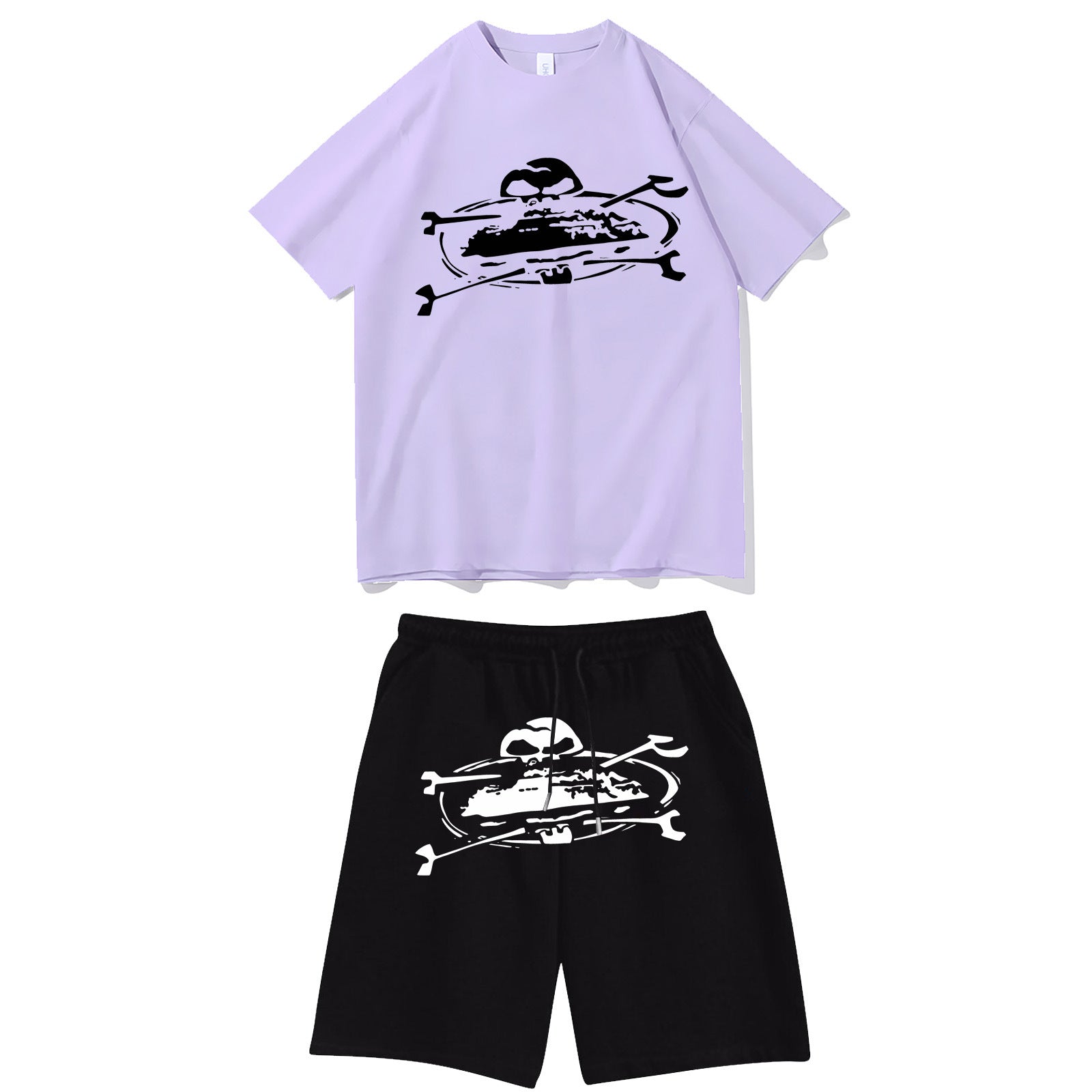 Letter-print hip-hop streetwear set