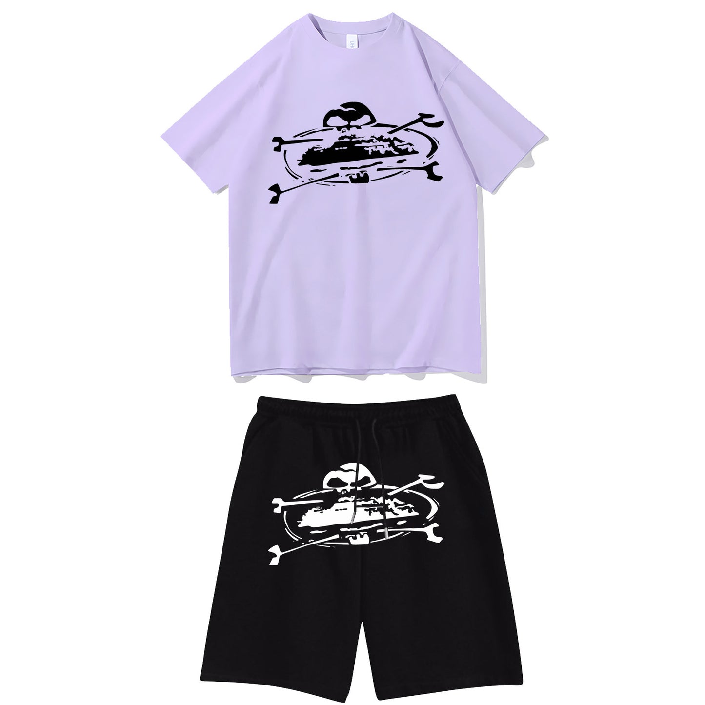 Letter-print hip-hop streetwear set