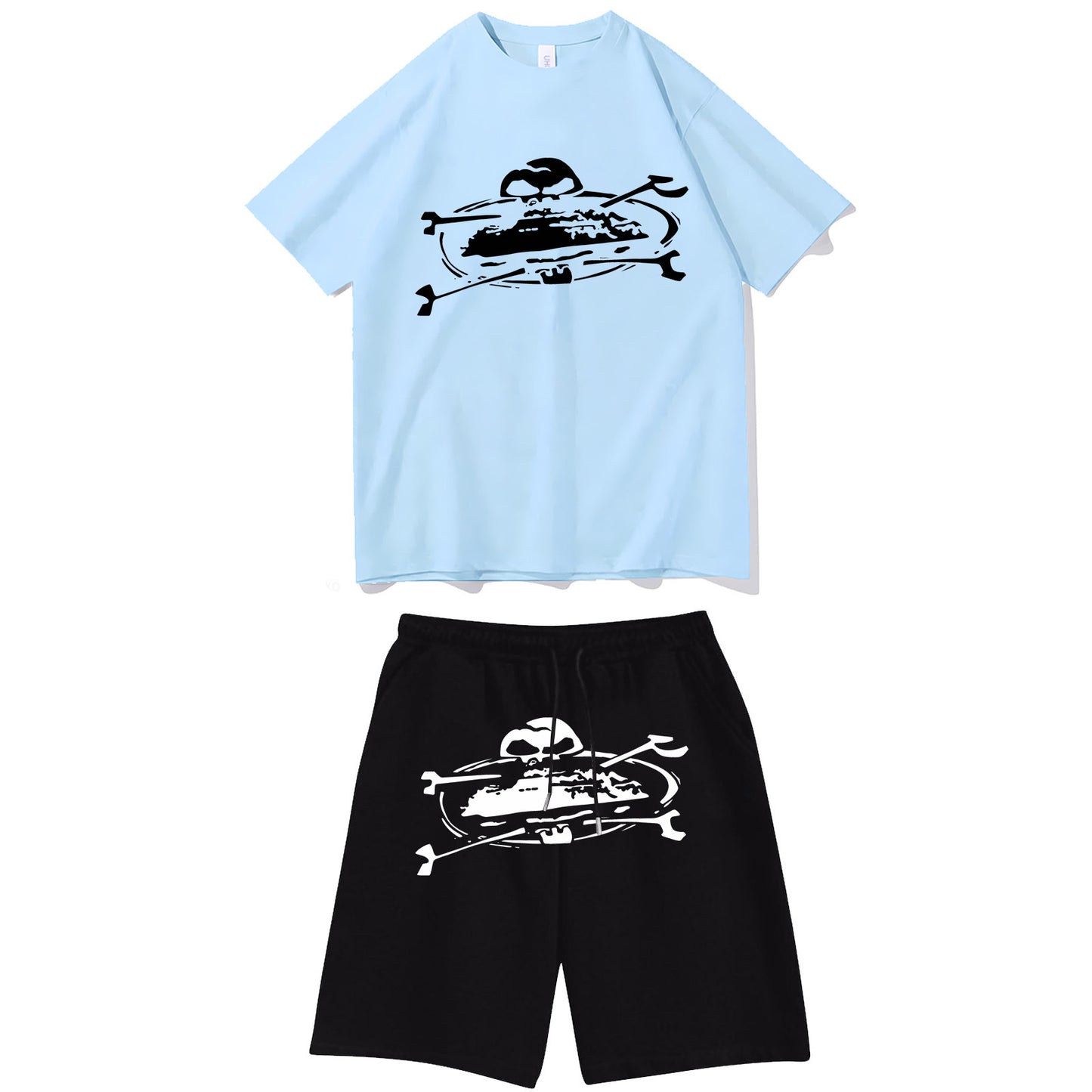 Letter-print hip-hop streetwear set