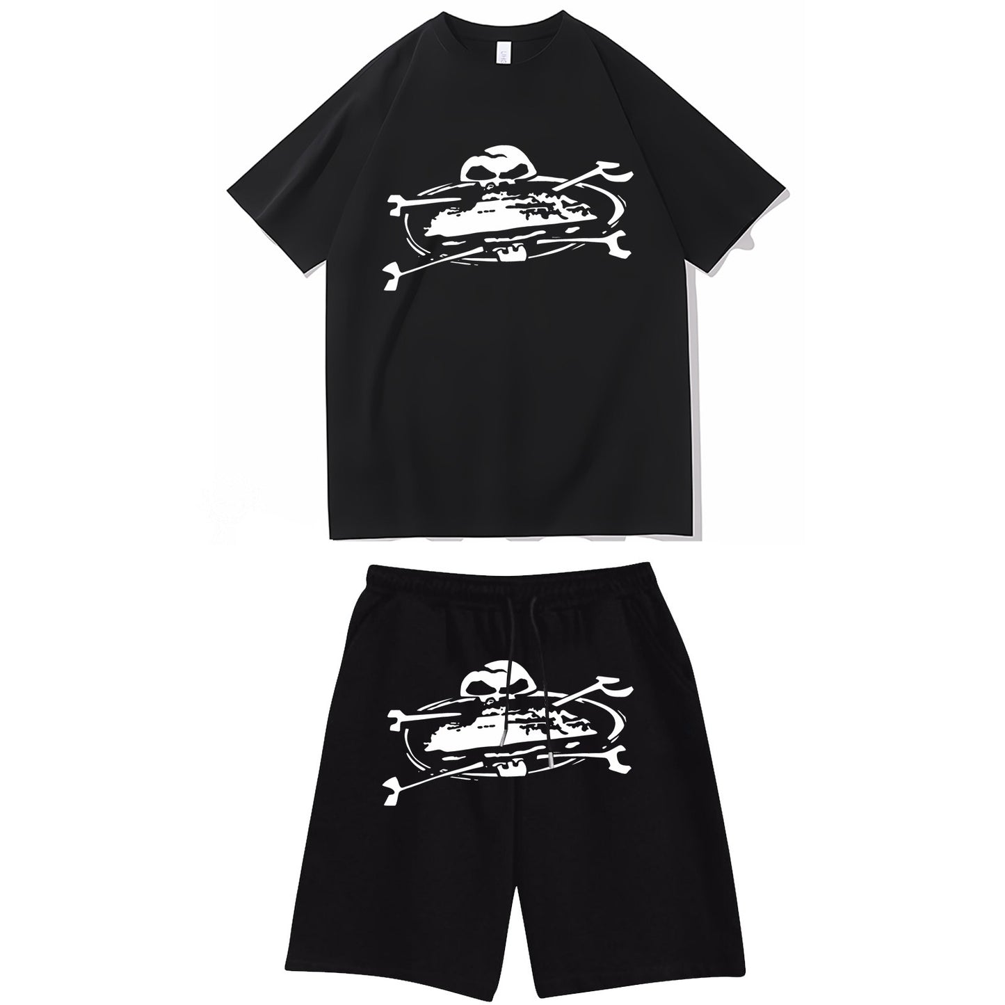 Letter-print hip-hop streetwear set