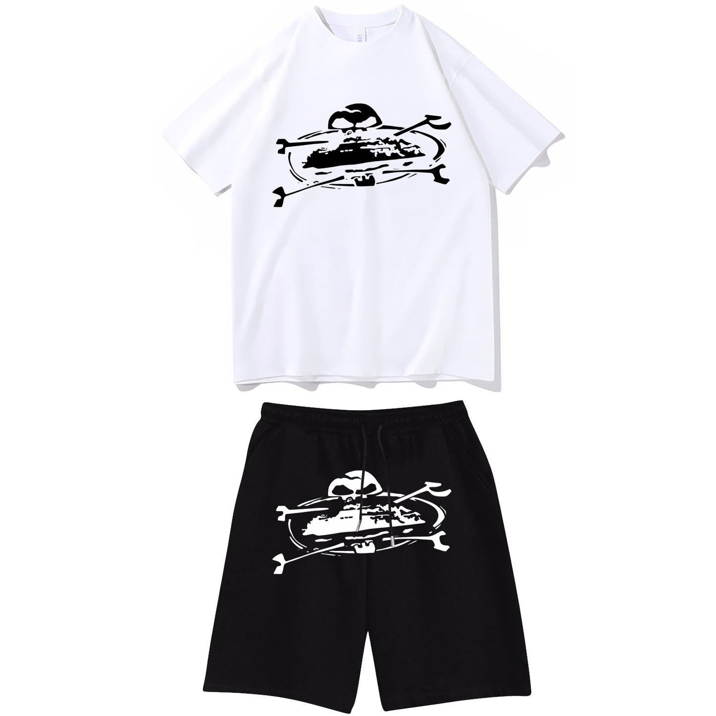 Letter-print hip-hop streetwear set