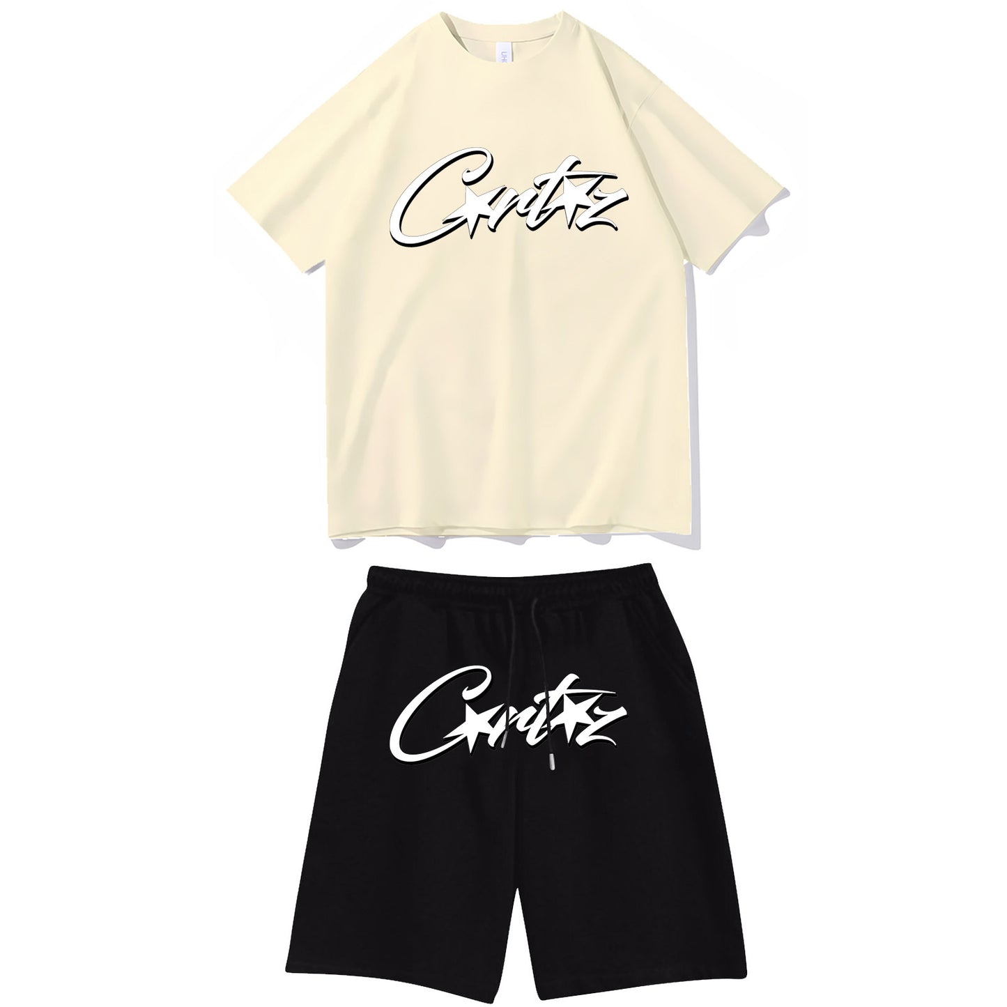 Letter-print hip-hop streetwear set