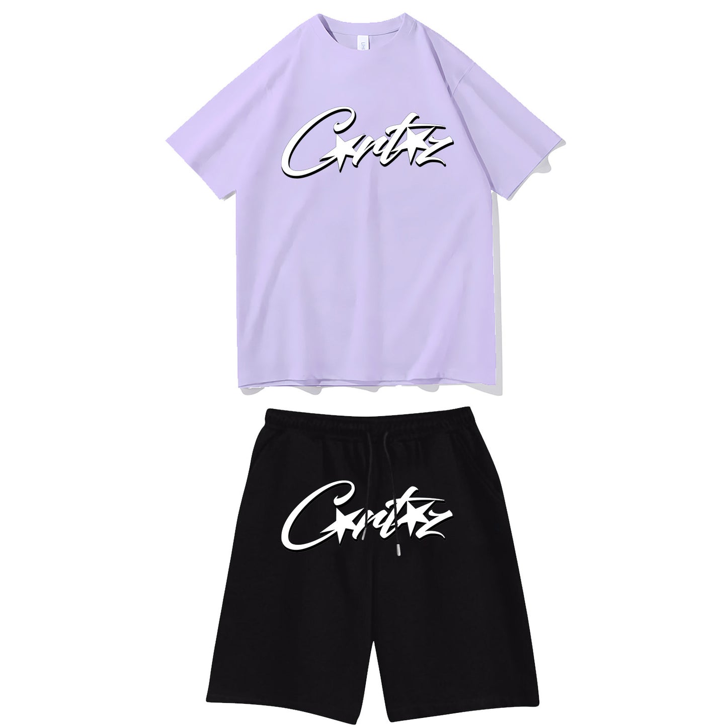 Letter-print hip-hop streetwear set