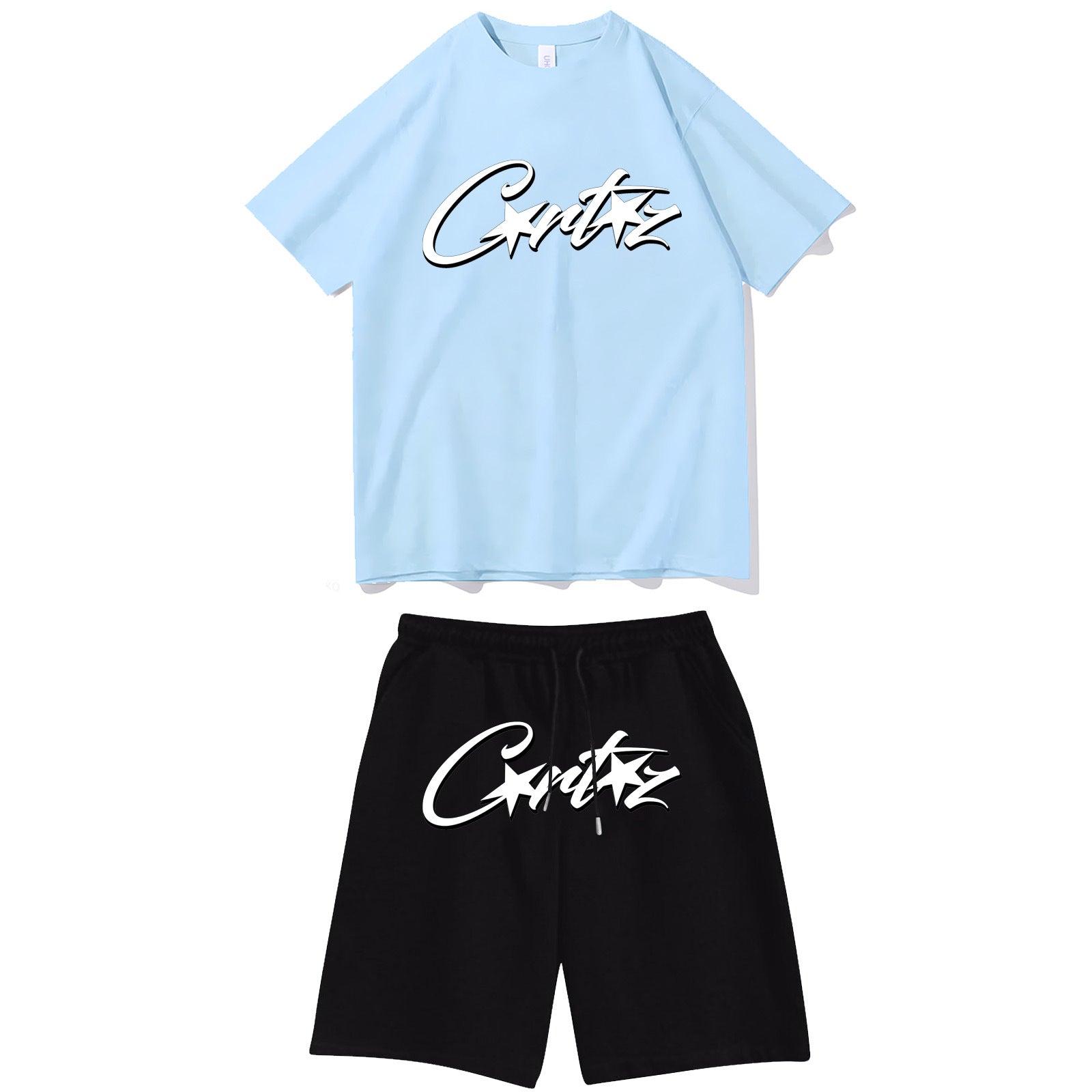 Letter-print hip-hop streetwear set