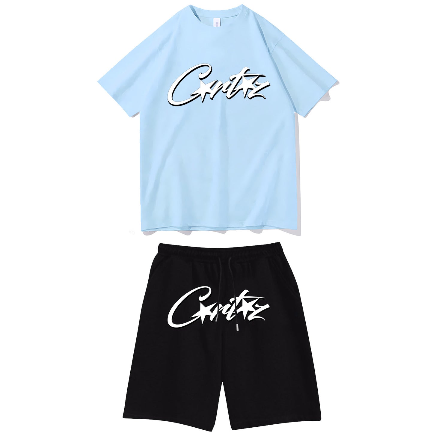 Letter-print hip-hop streetwear set
