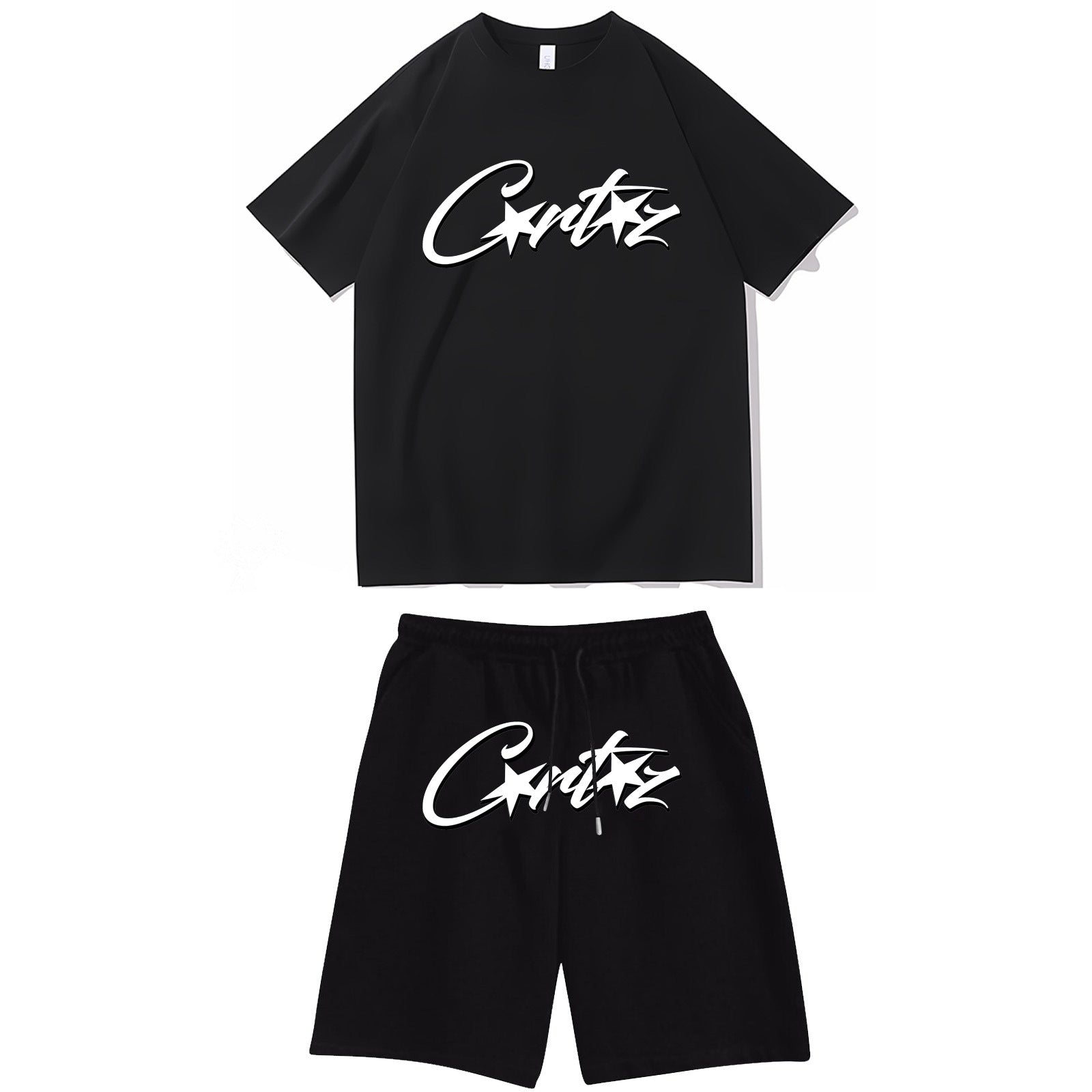 Letter-print hip-hop streetwear set