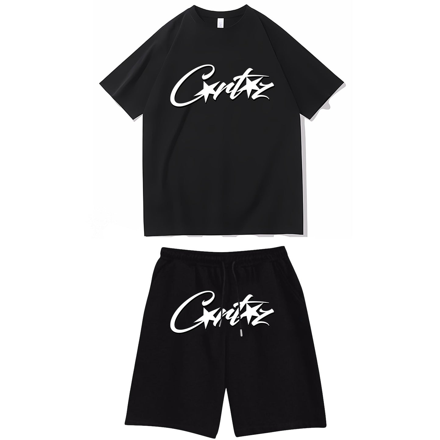 Letter-print hip-hop streetwear set