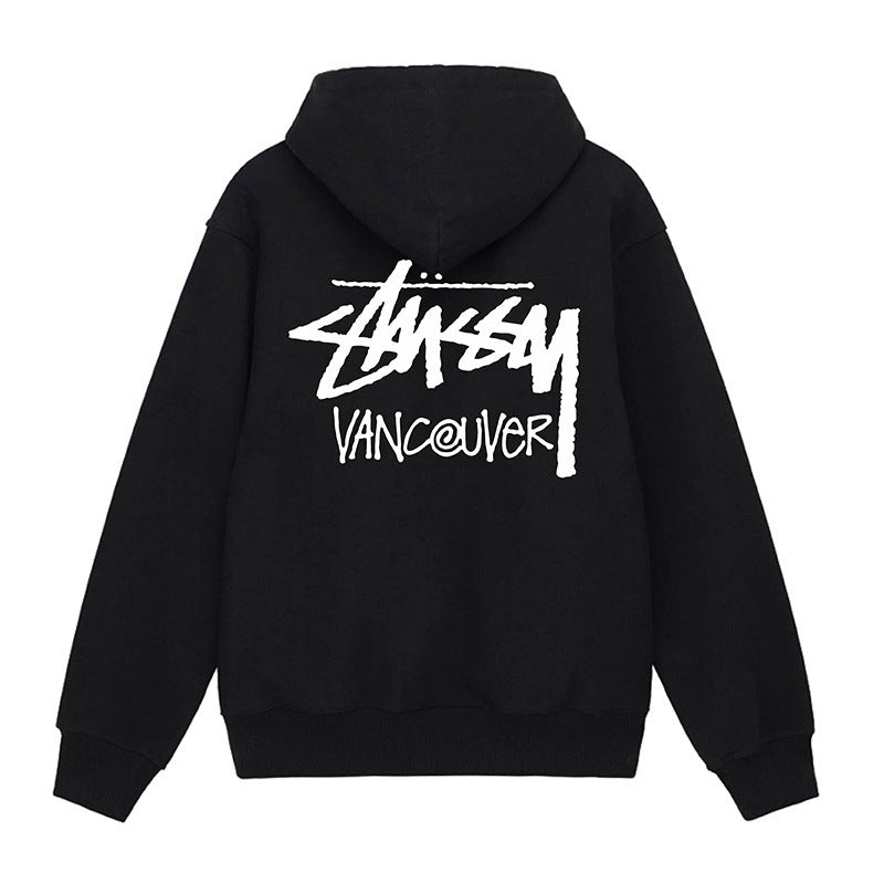Letter Print Hooded Sweatshirt Loose Fit Urban Streetwear