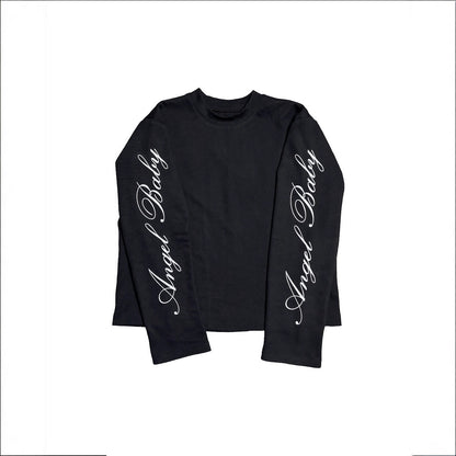 Letter-print long-sleeved T-shirt