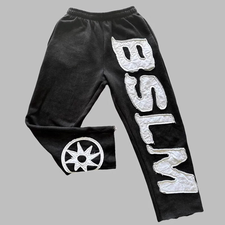 Letter print loose pants
