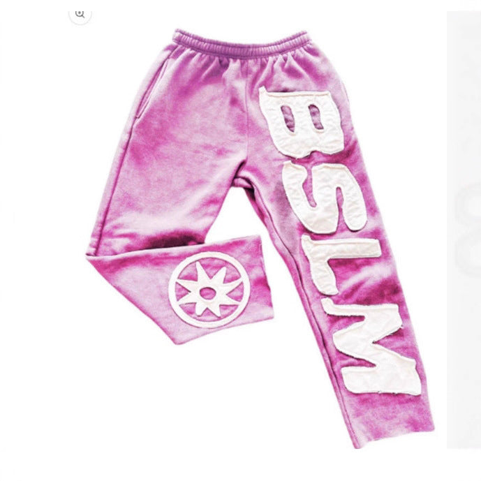 Letter print loose pants