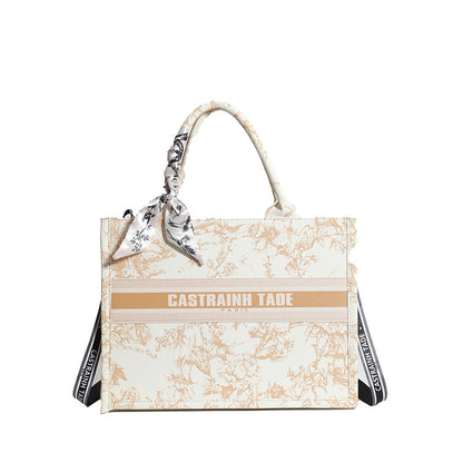 Letter Print PU Tote Bag