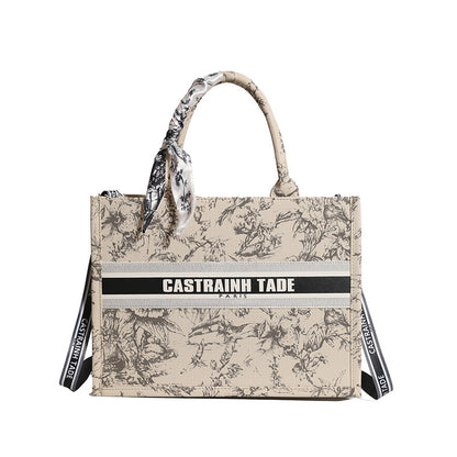 Letter Print PU Tote Bag