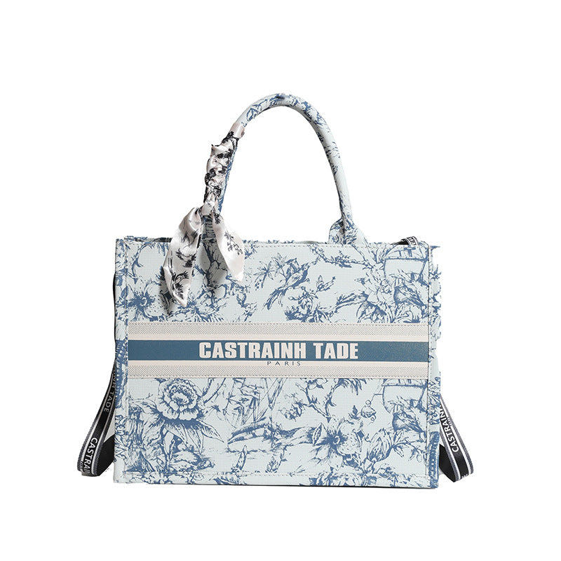 Letter Print PU Tote Bag