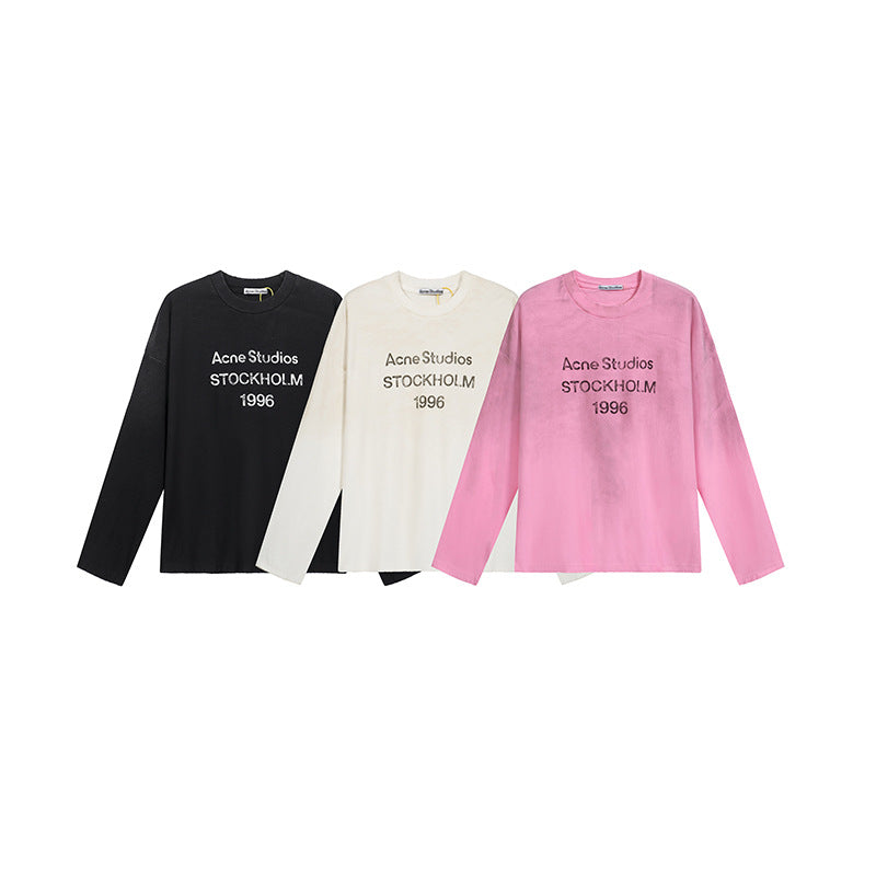 Letter-printed high street long-sleeved T-shirts for men and women
