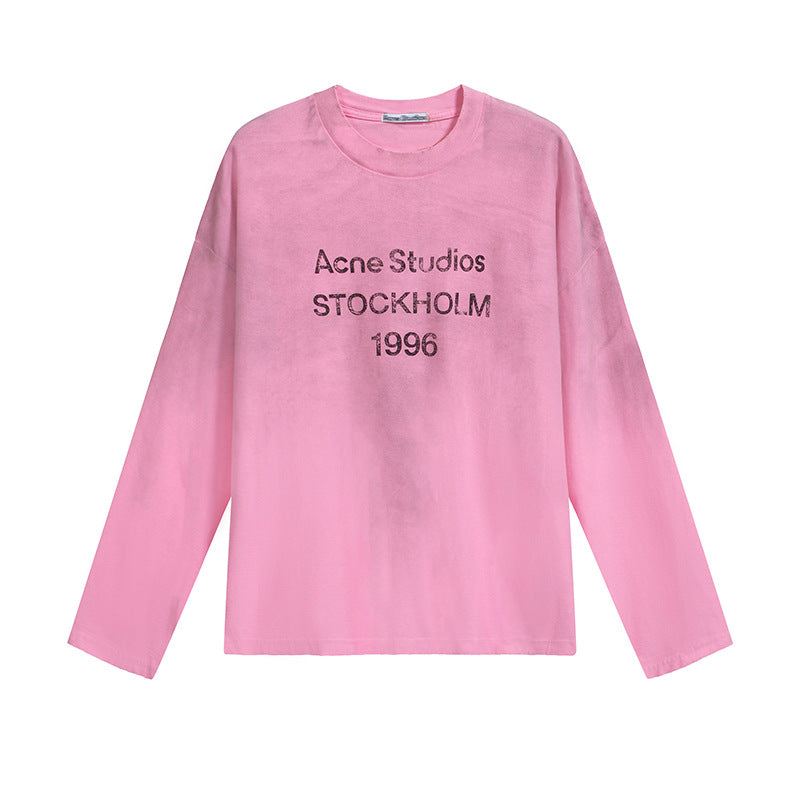 Letter-printed high street long-sleeved T-shirts for men and women
