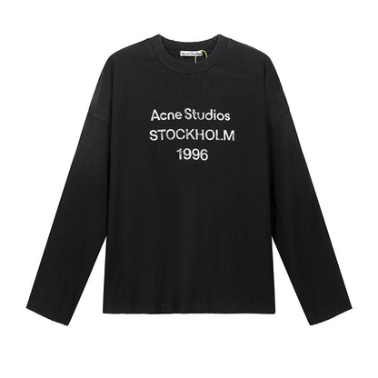 Letter-printed high street long-sleeved T-shirts for men and women