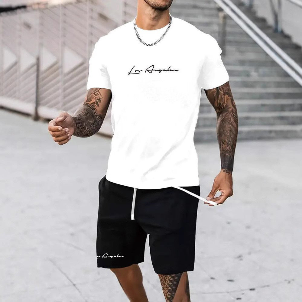 Letter-printed loose and casual suit